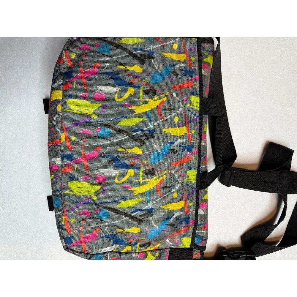 Y2K Paint Splatter Messenger Bag Grey Neon‎ Multi Color Crossbody Satchel Strap